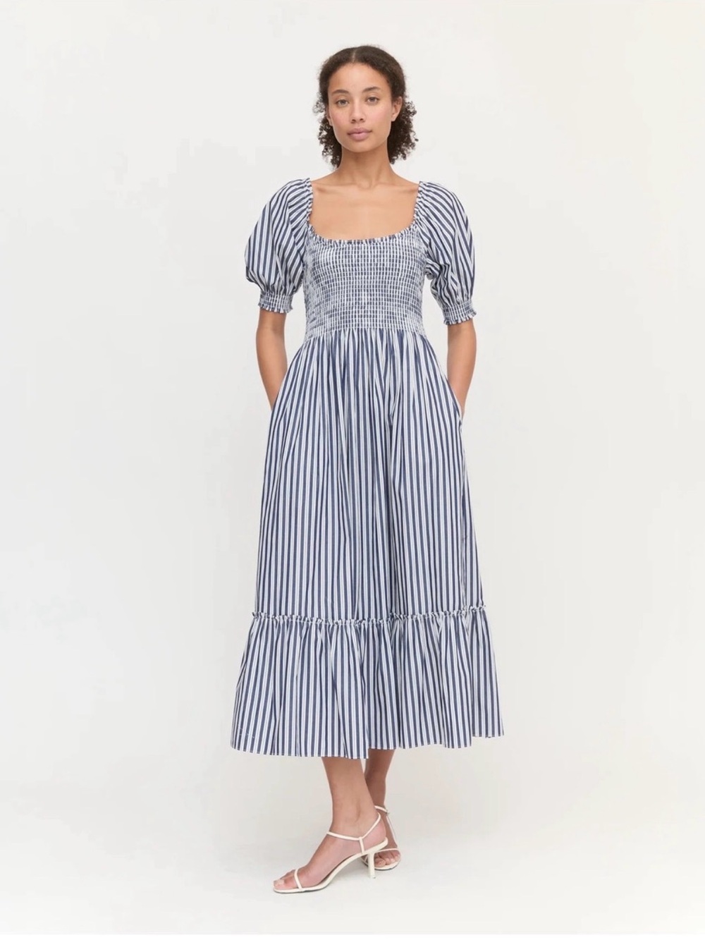 Hill House Home Louisa Midi Dress - Blue and White Stripe